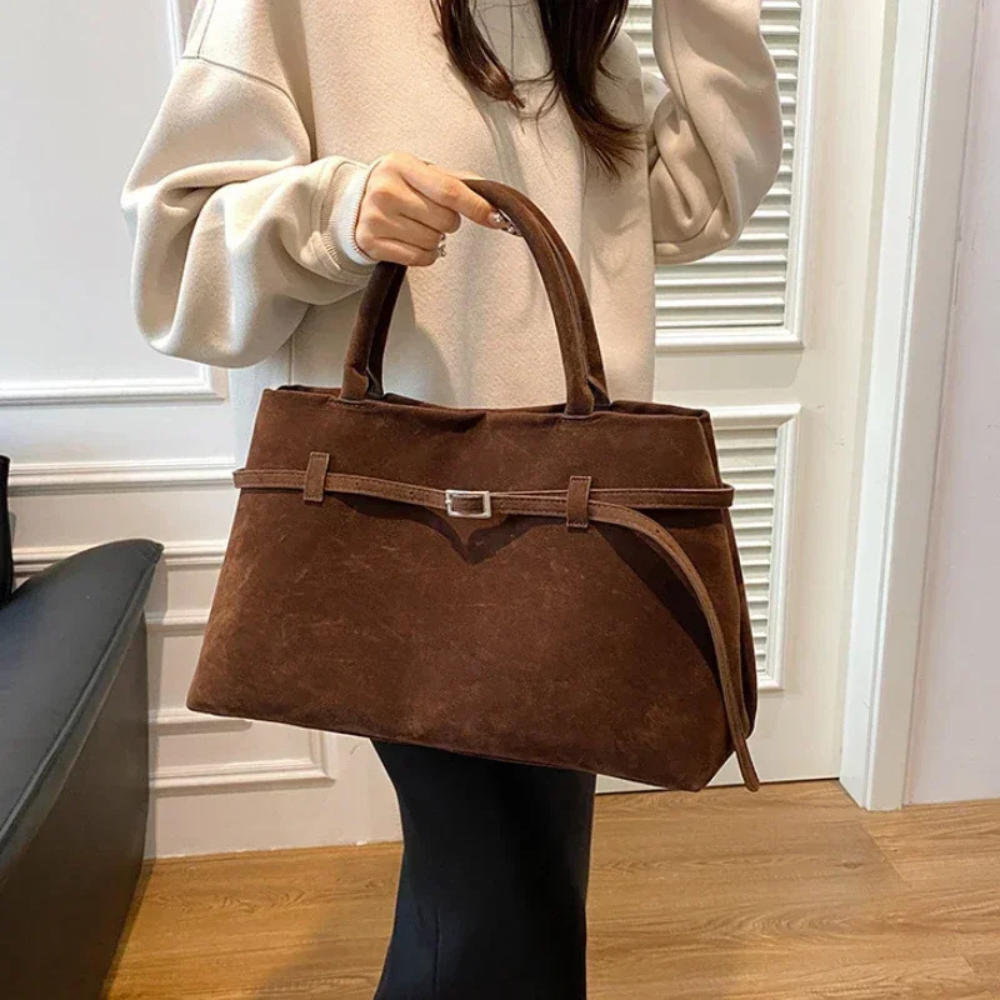 Elegant Faux Suede Tote – Timeless Charm, Everyday Function
