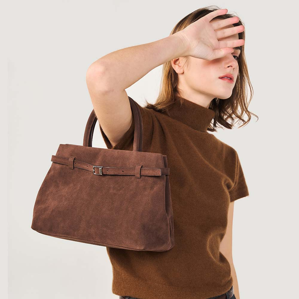 Elegant Faux Suede Tote – Timeless Charm, Everyday Function