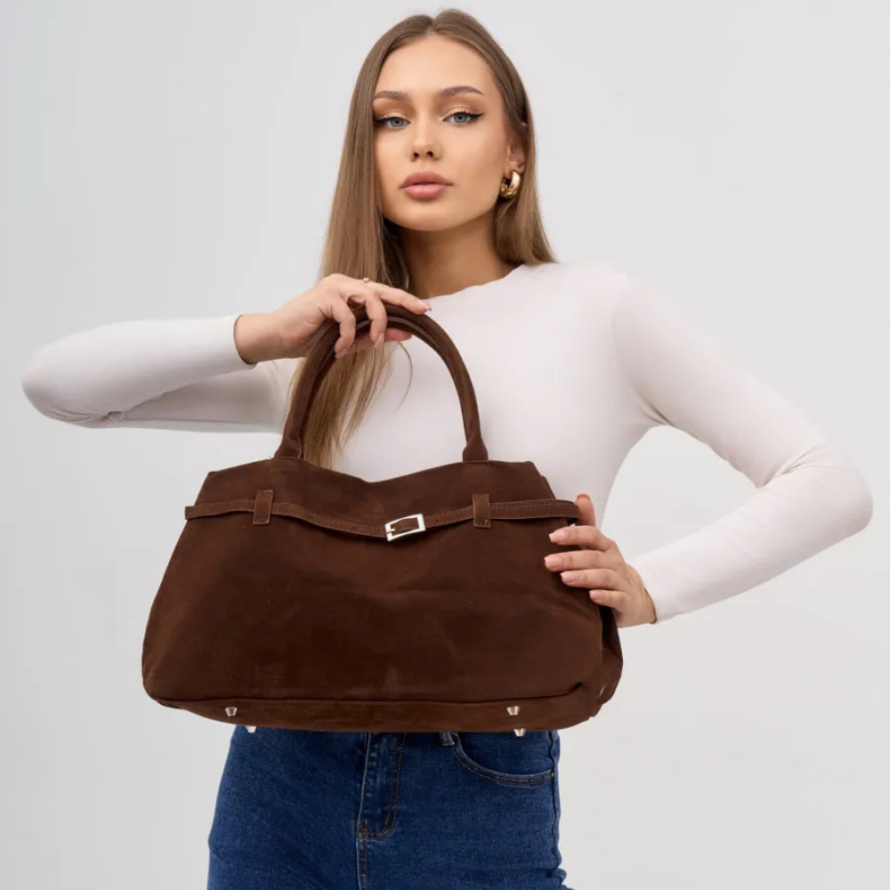 Elegant Faux Suede Tote – Timeless Charm, Everyday Function