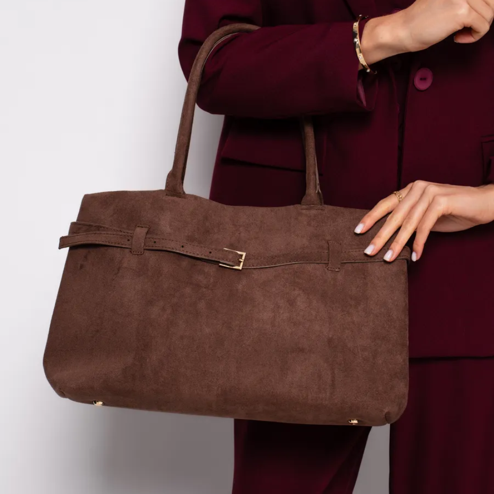 Elegant Faux Suede Tote – Timeless Charm, Everyday Function
