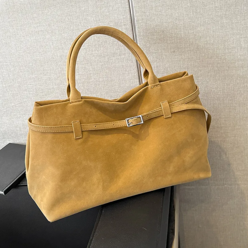Elegant Faux Suede Tote – Timeless Charm, Everyday Function