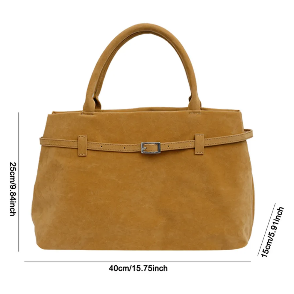 Elegant Faux Suede Tote – Timeless Charm, Everyday Function