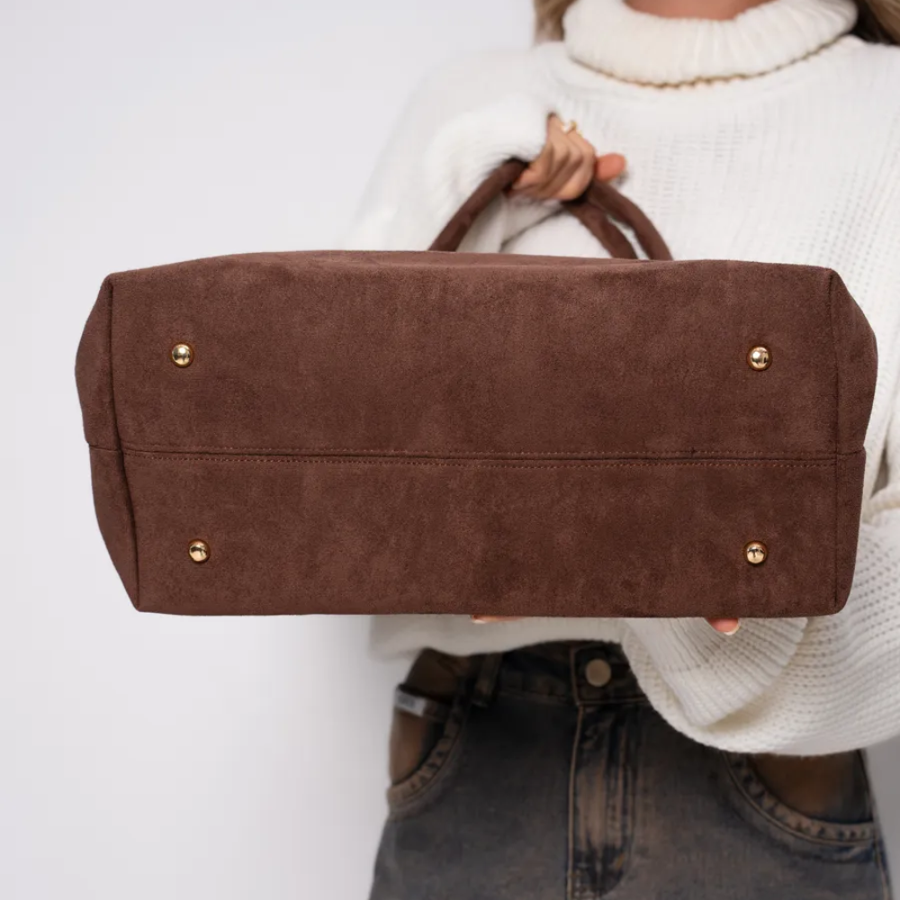 Elegant Faux Suede Tote – Timeless Charm, Everyday Function