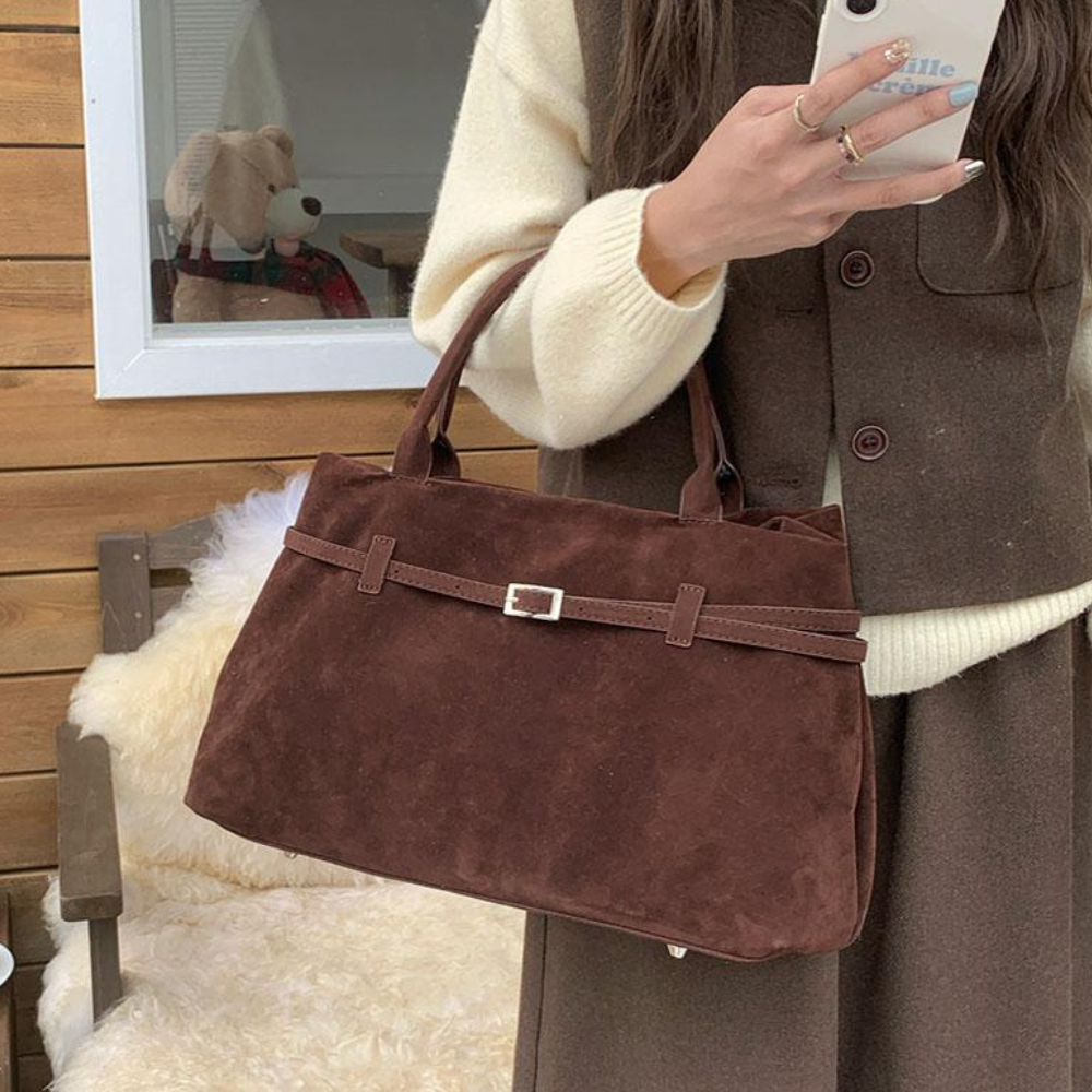 Elegant Faux Suede Tote – Timeless Charm, Everyday Function