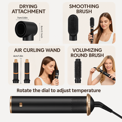 Professional 5-in-1 High-Speed Hot Air Brush for Hair Drying & Styling