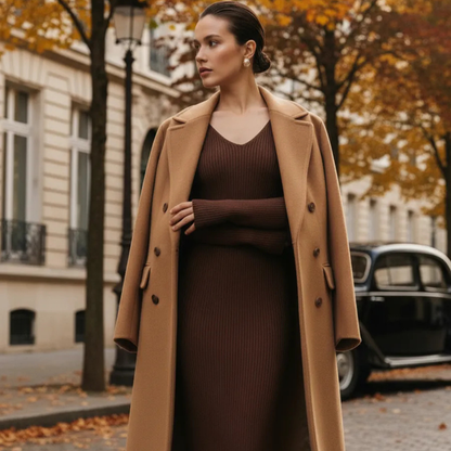 Soft Knit V-Neck Midi Dress – Effortless Elegance for Every Season