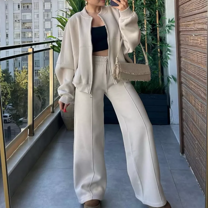 SoftLuxe™ Two-Piece Zip-Up Lounge Set – Effortless Street Comfort