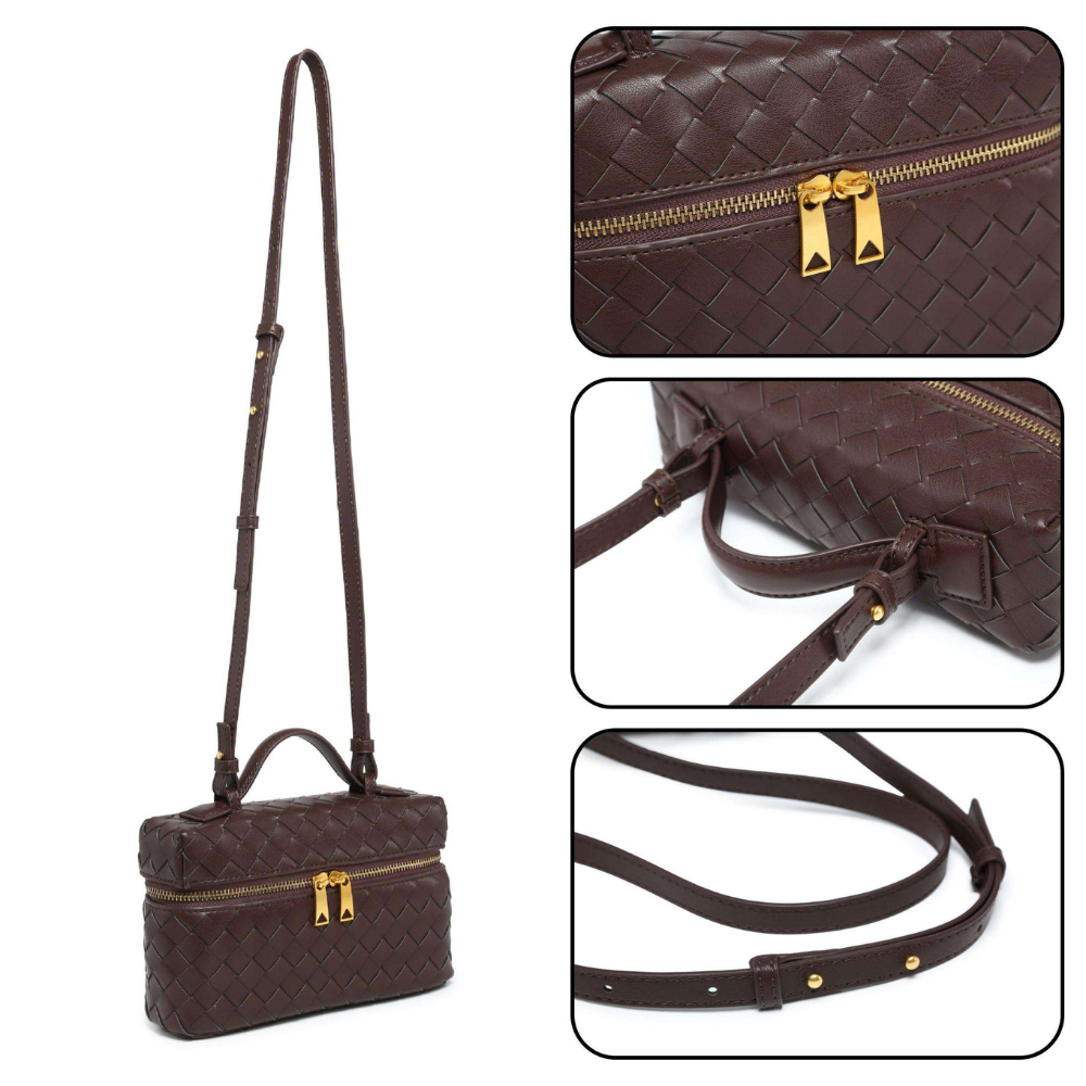 Elegant Woven Box Crossbody Bag – Chic & Sophisticated Style