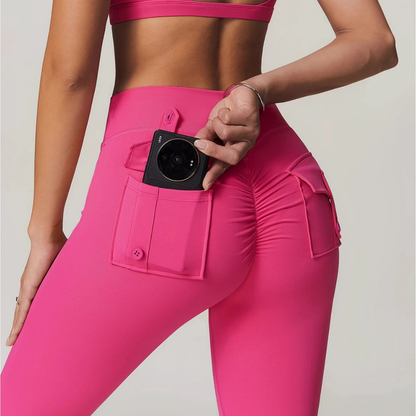 High-Waist Ruched Pocket Leggings