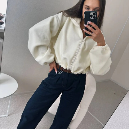 CozyZip™ Fleece Crop Jacket – Warm, Soft & Effortlessly Chic