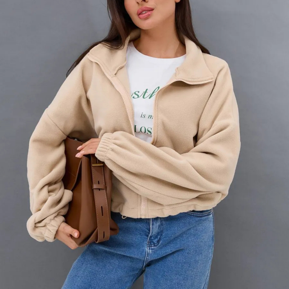 CozyZip™ Fleece Crop Jacket – Warm, Soft & Effortlessly Chic