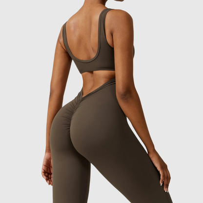 ContourSculpt V-Back Flared Jumpsuit