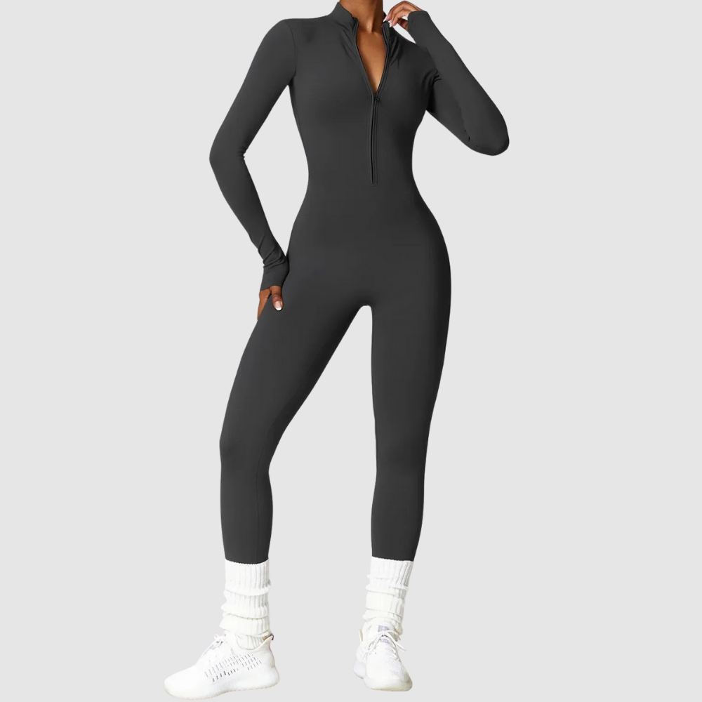 SculptEase™ Zip Front Body-Hugging Jumpsuit – Ultra Stretch Fit