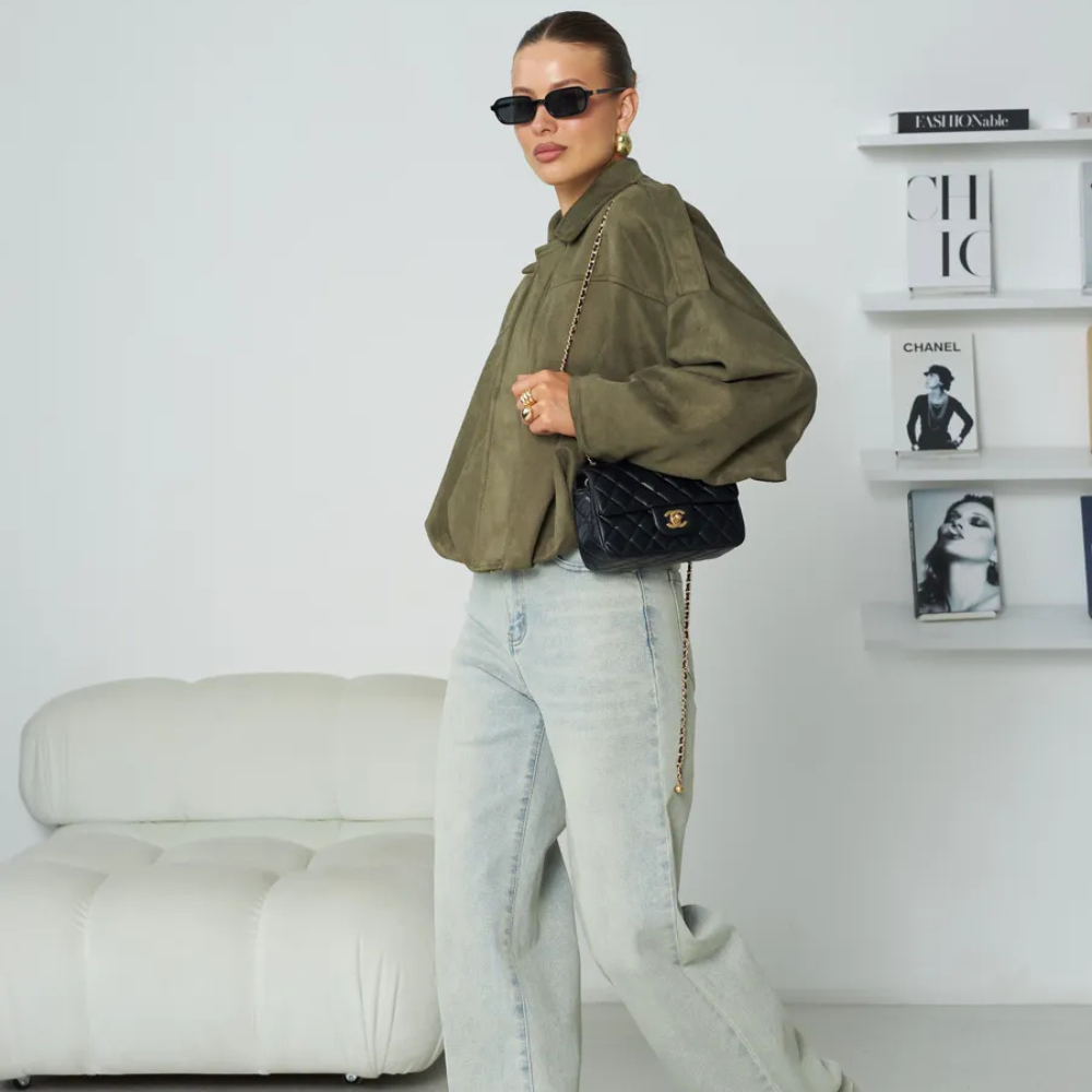 Suede Casual Bomber Jacket – Soft & Chic