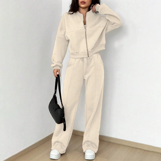 SoftLuxe™ Two-Piece Zip-Up Lounge Set – Effortless Street Comfort