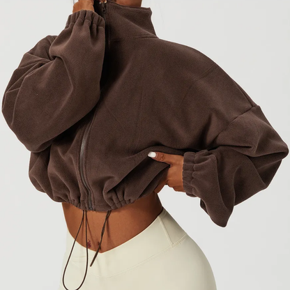 CozyZip™ Fleece Crop Jacket – Warm, Soft & Effortlessly Chic