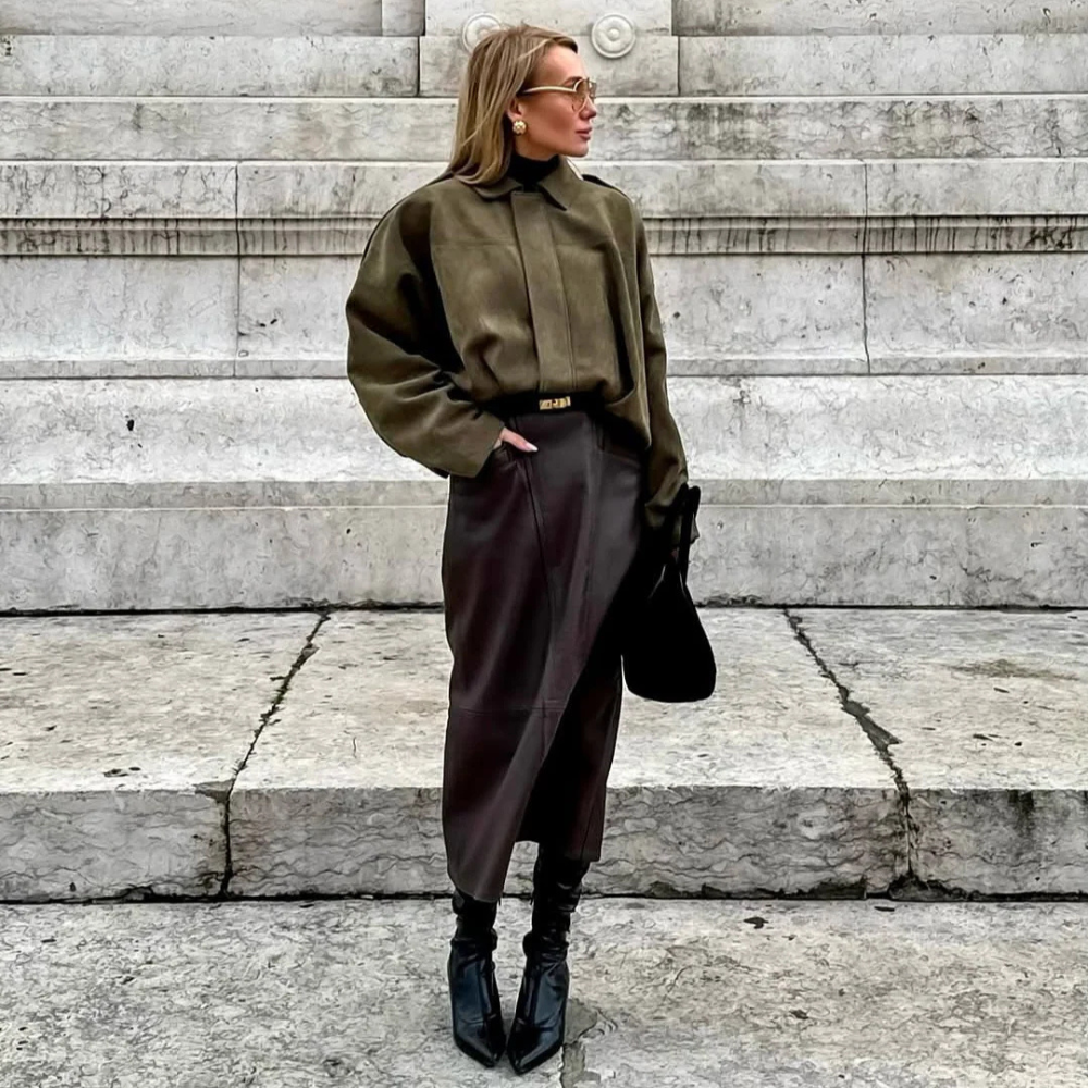 Suede Casual Bomber Jacket – Soft & Chic