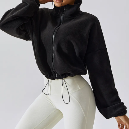 CozyZip™ Fleece Crop Jacket – Warm, Soft & Effortlessly Chic