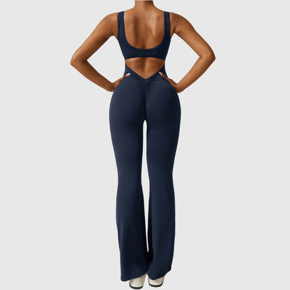 ContourSculpt V-Back Flared Jumpsuit
