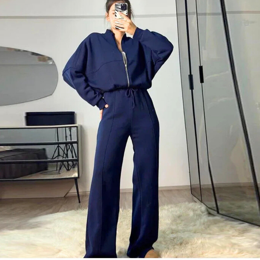 SoftLuxe™ Two-Piece Zip-Up Lounge Set – Effortless Street Comfort