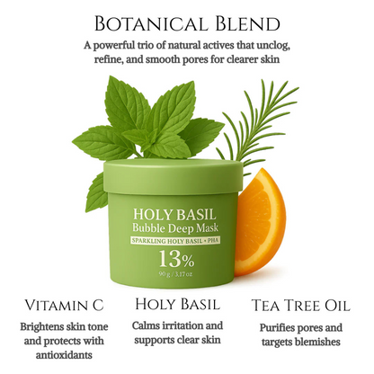 Holy Basil Bubble Deep Mask – Clearer Skin, Smaller Pores