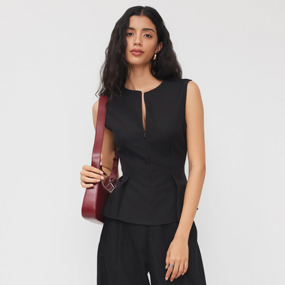 Effortless Elegance: Half-Zip Pleated Blouse