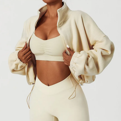 CozyZip™ Fleece Crop Jacket – Warm, Soft & Effortlessly Chic