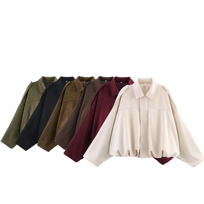 Suede Casual Bomber Jacket – Soft & Chic