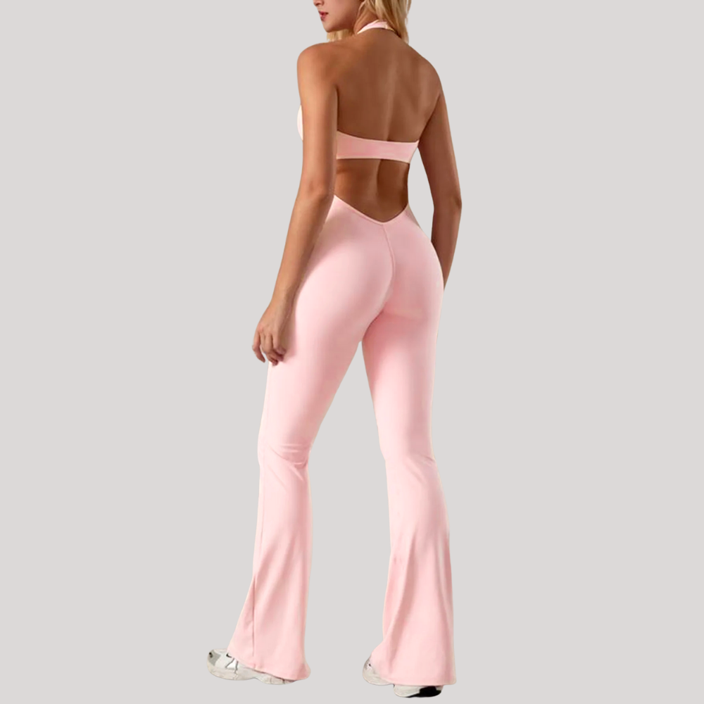 LaceFlex Halter One-Piece Yoga Jumpsuit