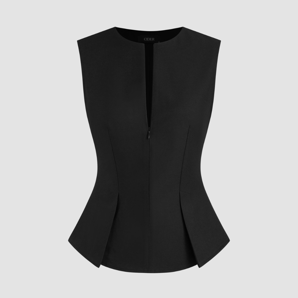 Effortless Elegance: Half-Zip Pleated Blouse