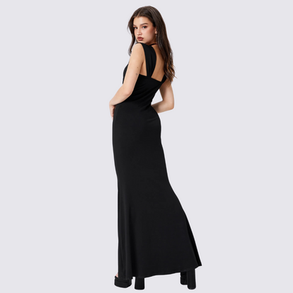 Elegant Solid Ruched Maxi Dress