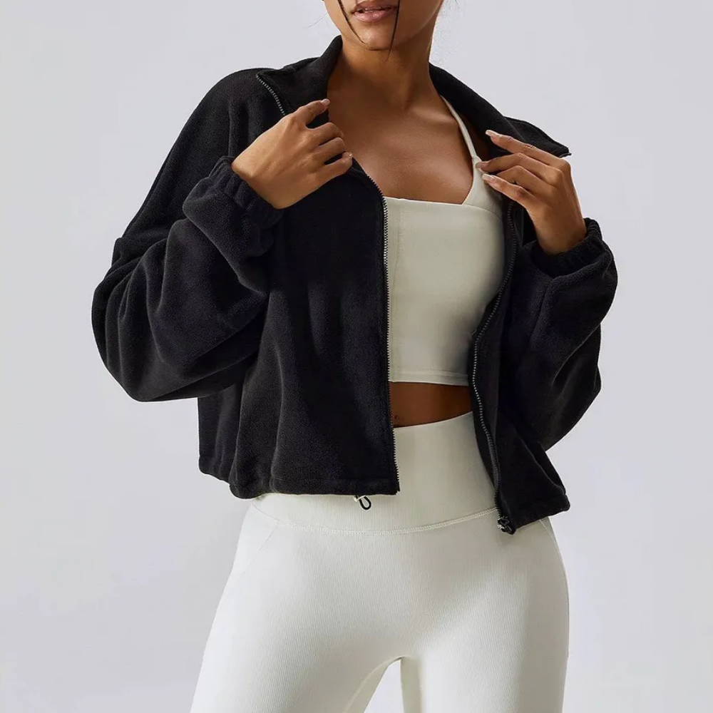CozyZip™ Fleece Crop Jacket – Warm, Soft & Effortlessly Chic