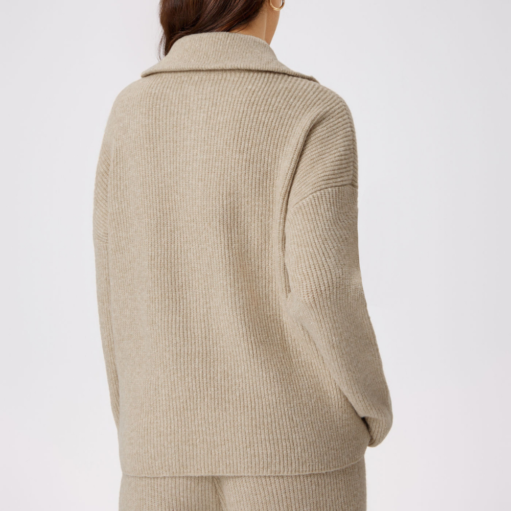 Soft Touch Knit 2-Piece Lounge Set – Zip Cardigan & Wide Pants