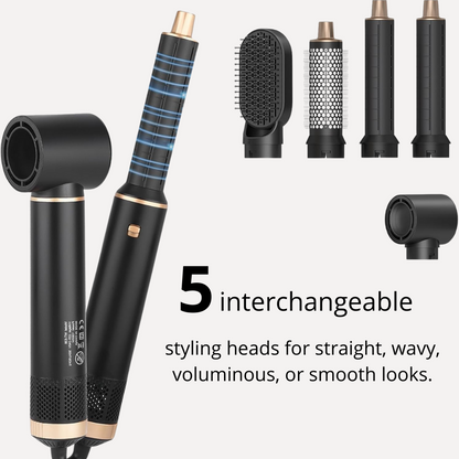 Professional 5-in-1 High-Speed Hot Air Brush for Hair Drying & Styling