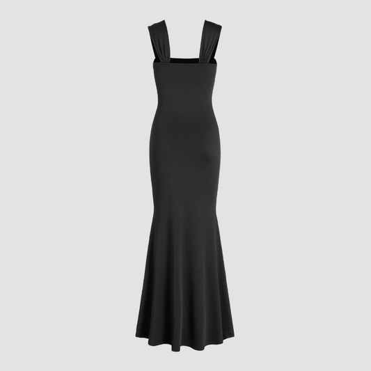 Elegant Solid Ruched Maxi Dress
