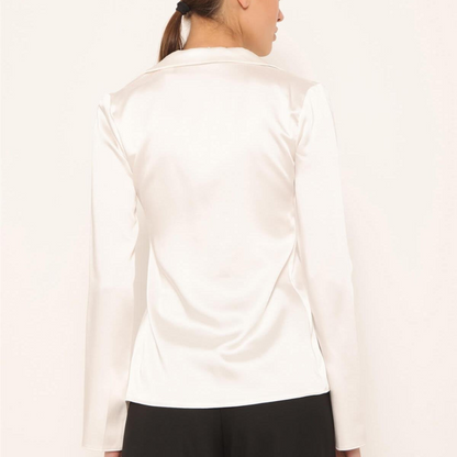 Chic Satin Tie-Front Blouse – Effortless Elegance for Any Occasion