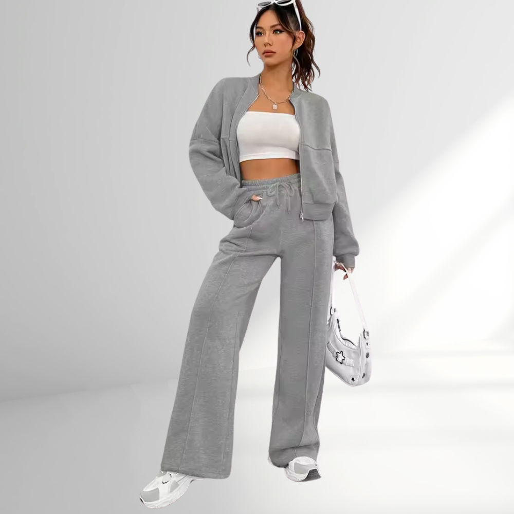 SoftLuxe™ Two-Piece Zip-Up Lounge Set – Effortless Street Comfort