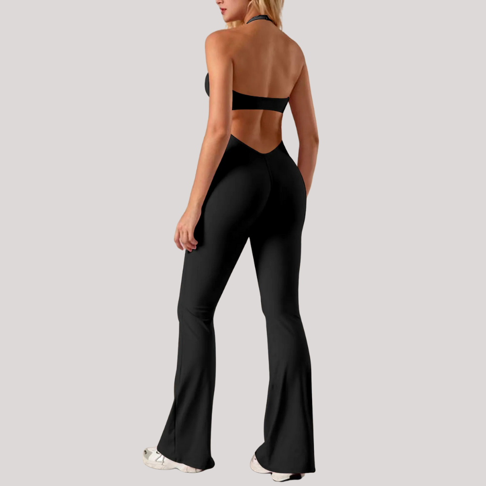LaceFlex Halter One-Piece Yoga Jumpsuit