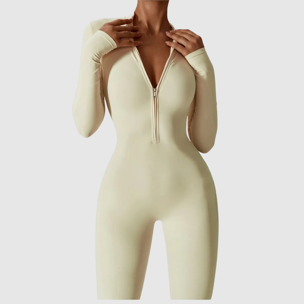 SculptEase™ Zip Front Body-Hugging Jumpsuit – Ultra Stretch Fit