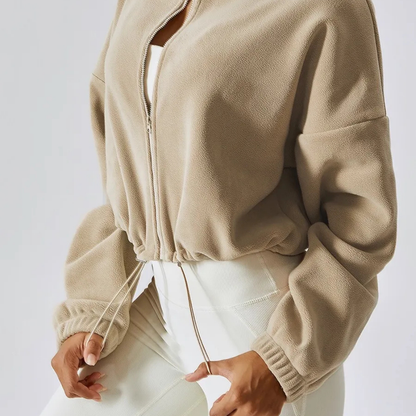 CozyZip™ Fleece Crop Jacket – Warm, Soft & Effortlessly Chic