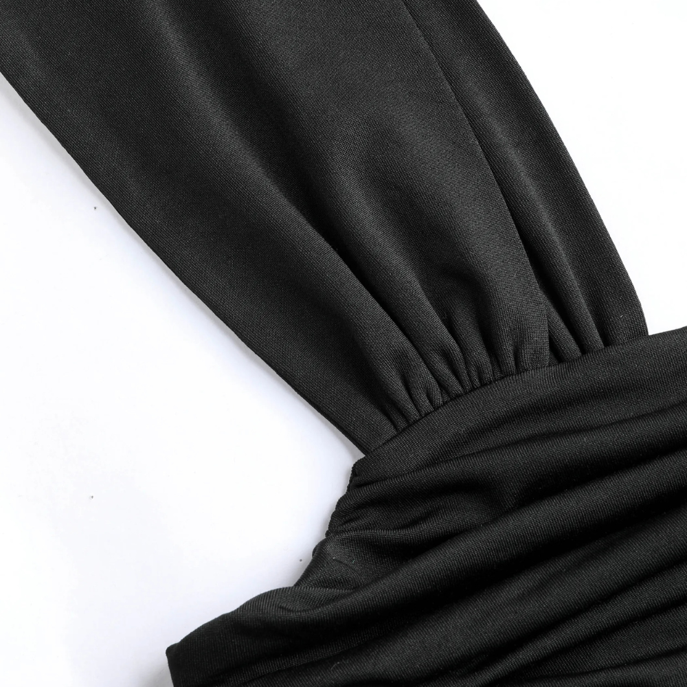 Elegant Solid Ruched Maxi Dress