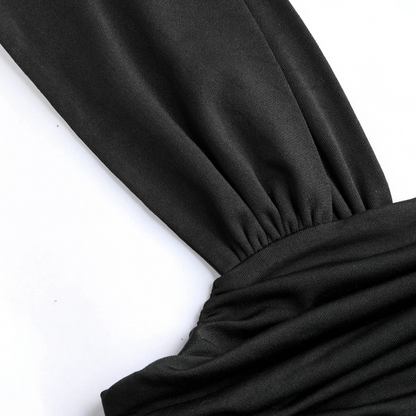 Elegant Solid Ruched Maxi Dress