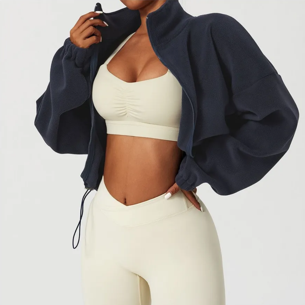CozyZip™ Fleece Crop Jacket – Warm, Soft & Effortlessly Chic