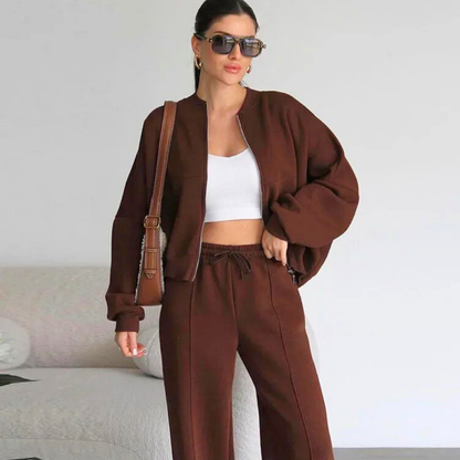 SoftLuxe™ Two-Piece Zip-Up Lounge Set – Effortless Street Comfort