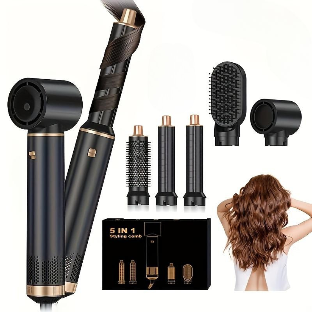 Professional 5-in-1 High-Speed Hot Air Brush for Hair Drying & Styling