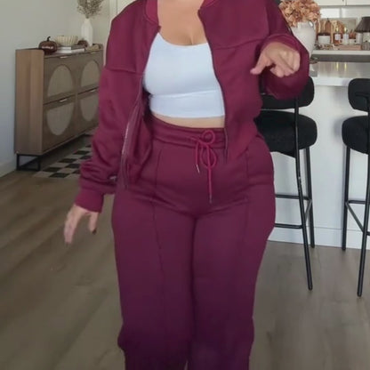 SoftLuxe™ Two-Piece Zip-Up Lounge Set – Effortless Street Comfort