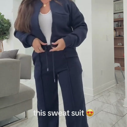 SoftLuxe™ Two-Piece Zip-Up Lounge Set – Effortless Street Comfort