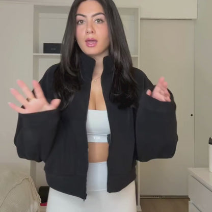 CozyZip™ Fleece Crop Jacket – Warm, Soft & Effortlessly Chic